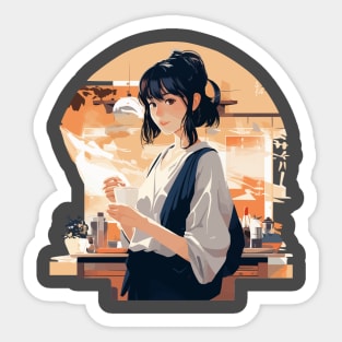 Tea Time Girl T-Shirt Sticker